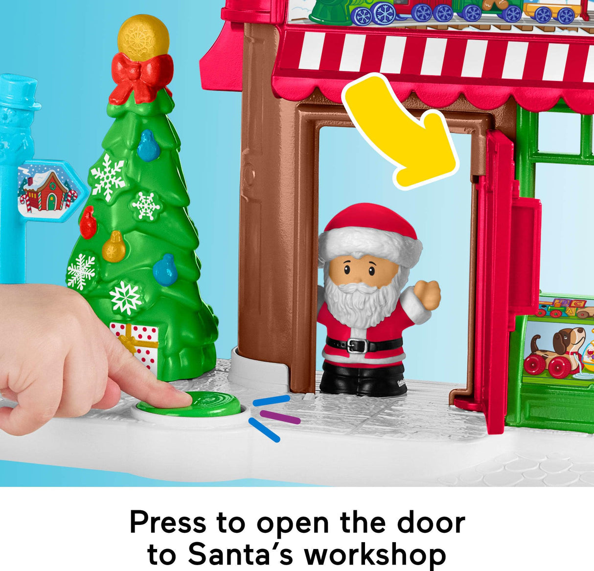 Fisher-Price Little People Toddler Toys Christmas Wonderland Toy Set with Santa Elf & Reindeer Figures for Ages 1+ Years