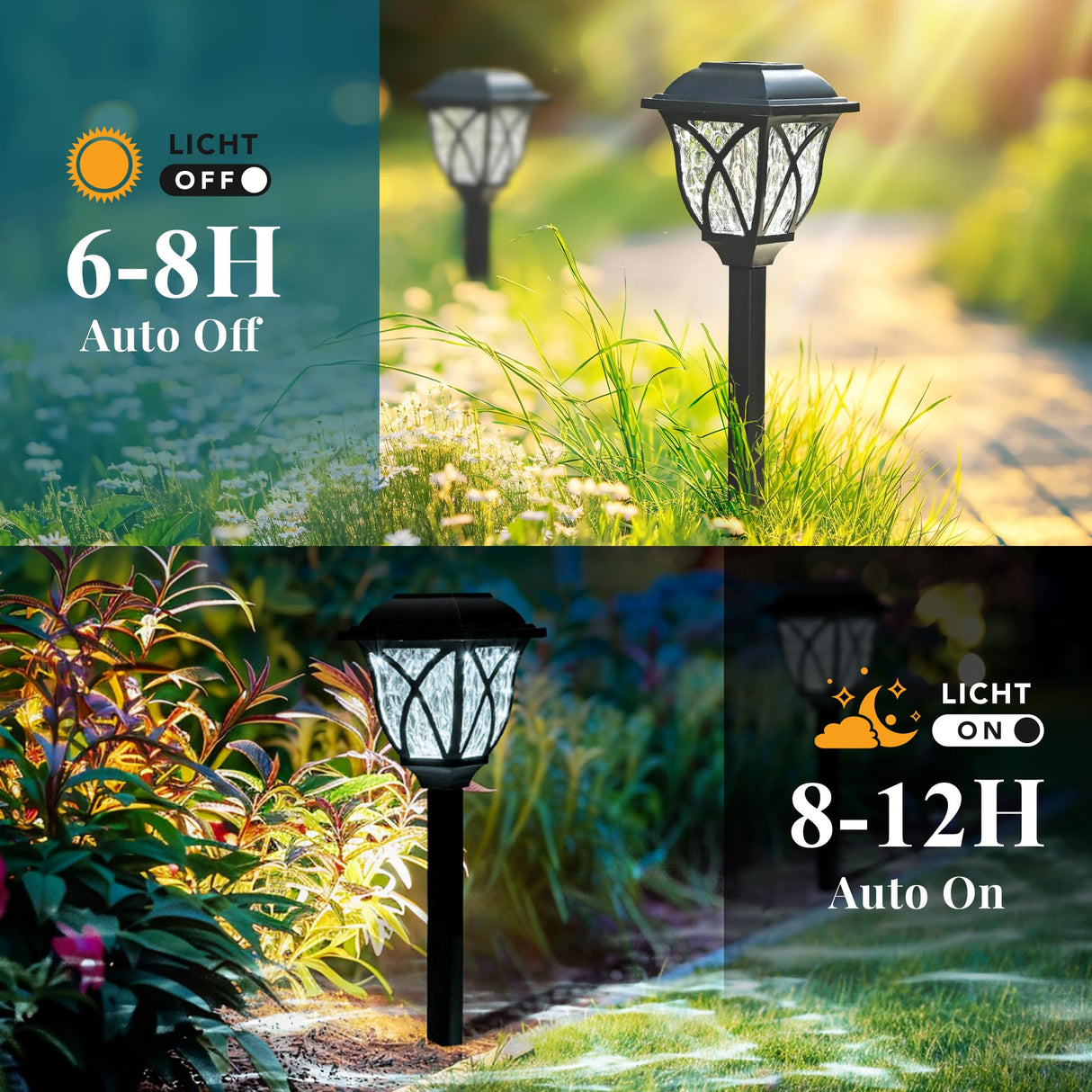 GIGALUMI 8 Pack Solar Lights Outdoor Waterproof, LED Solar Garden Lights, Outdoor Decorations, Garden Decor for Yard, Patio, Landscape, Planter, Walkway (Cold White)
