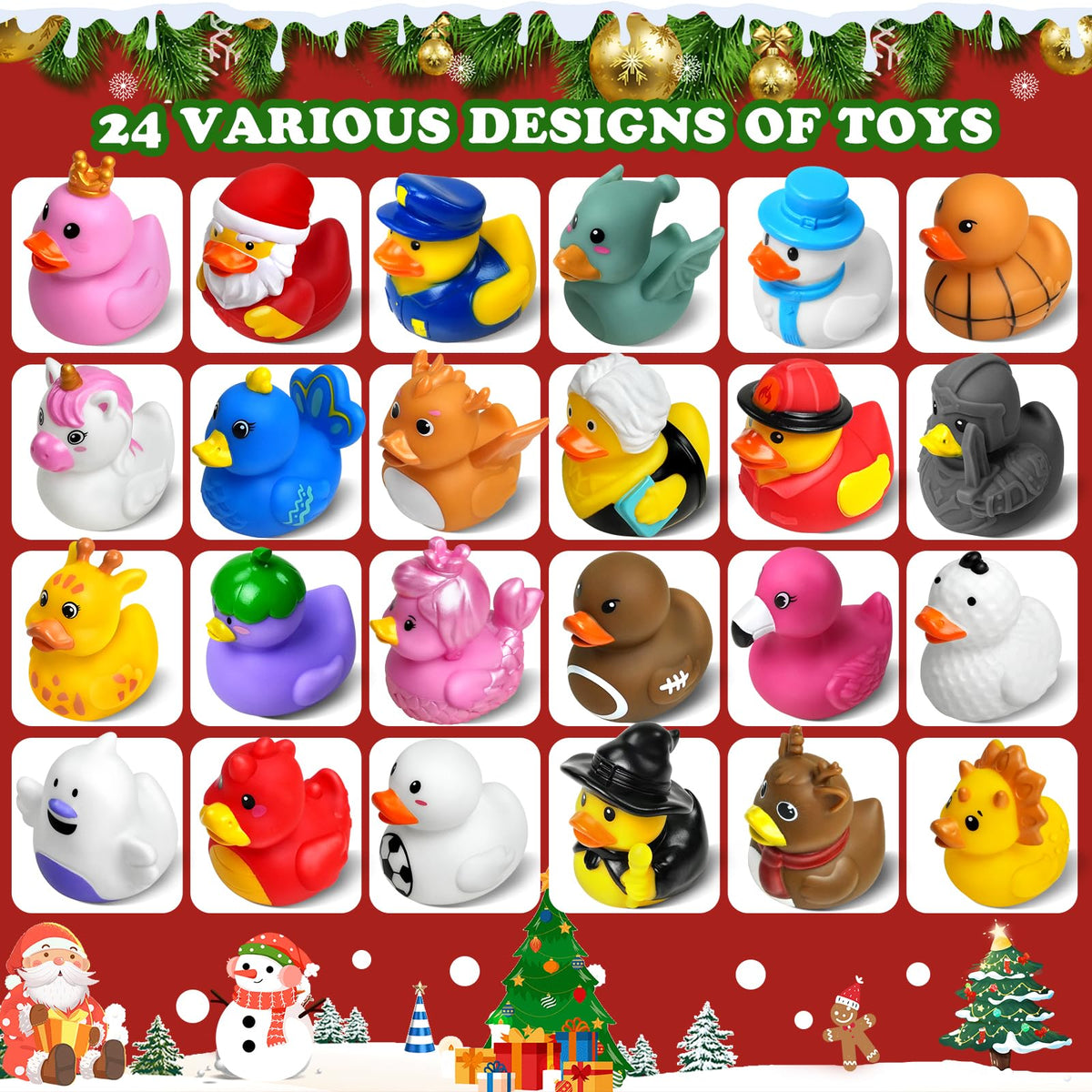 Advent Calendar 2026 Rubber Duck Advent Calendar 24 Days of Christmas Countdown Toys for Kids Boys and Girls Christmas Party Favors Gifts