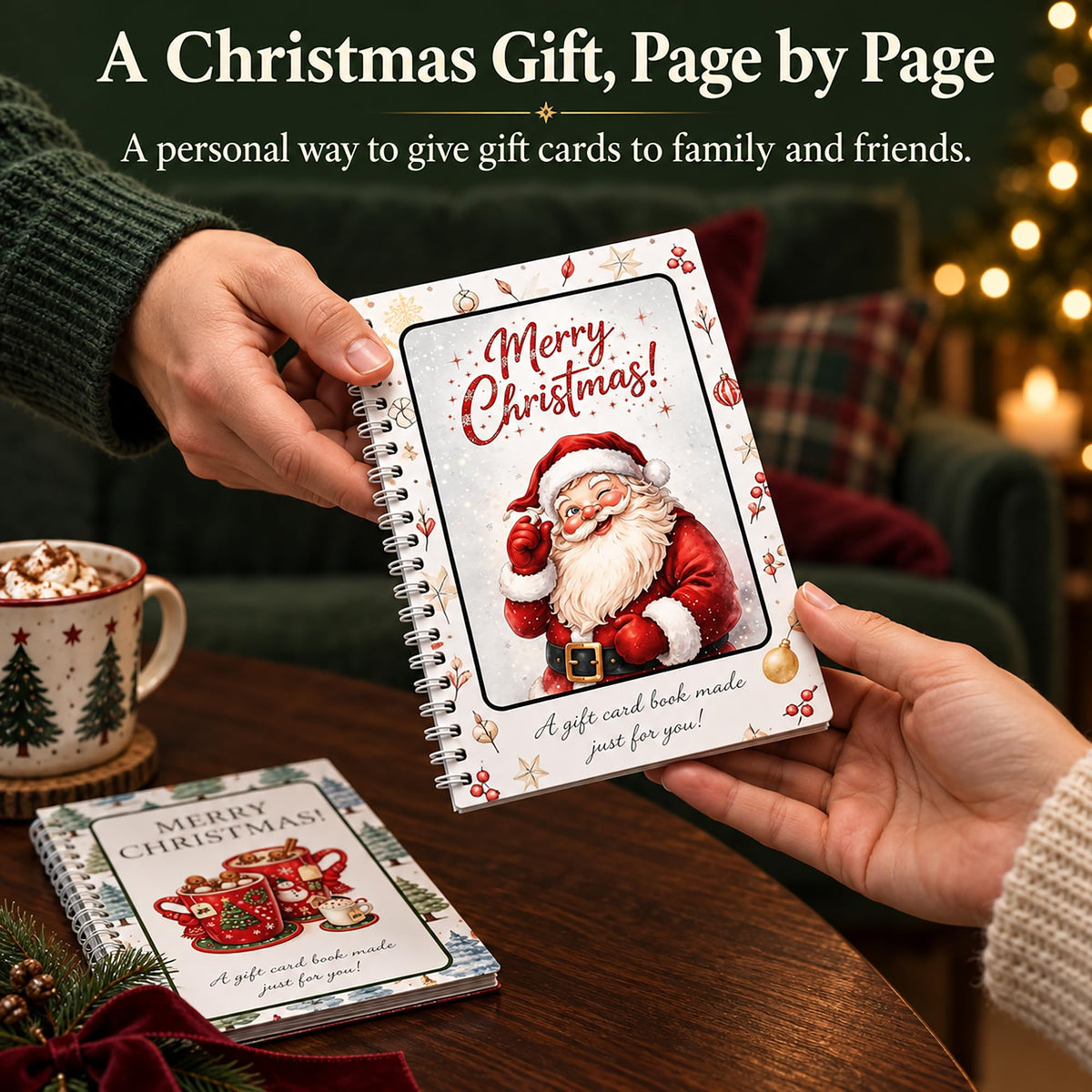 DOTH Christmas Gift Card Book, 4 Pack, Spiral Bound for Holiday Gift Giving