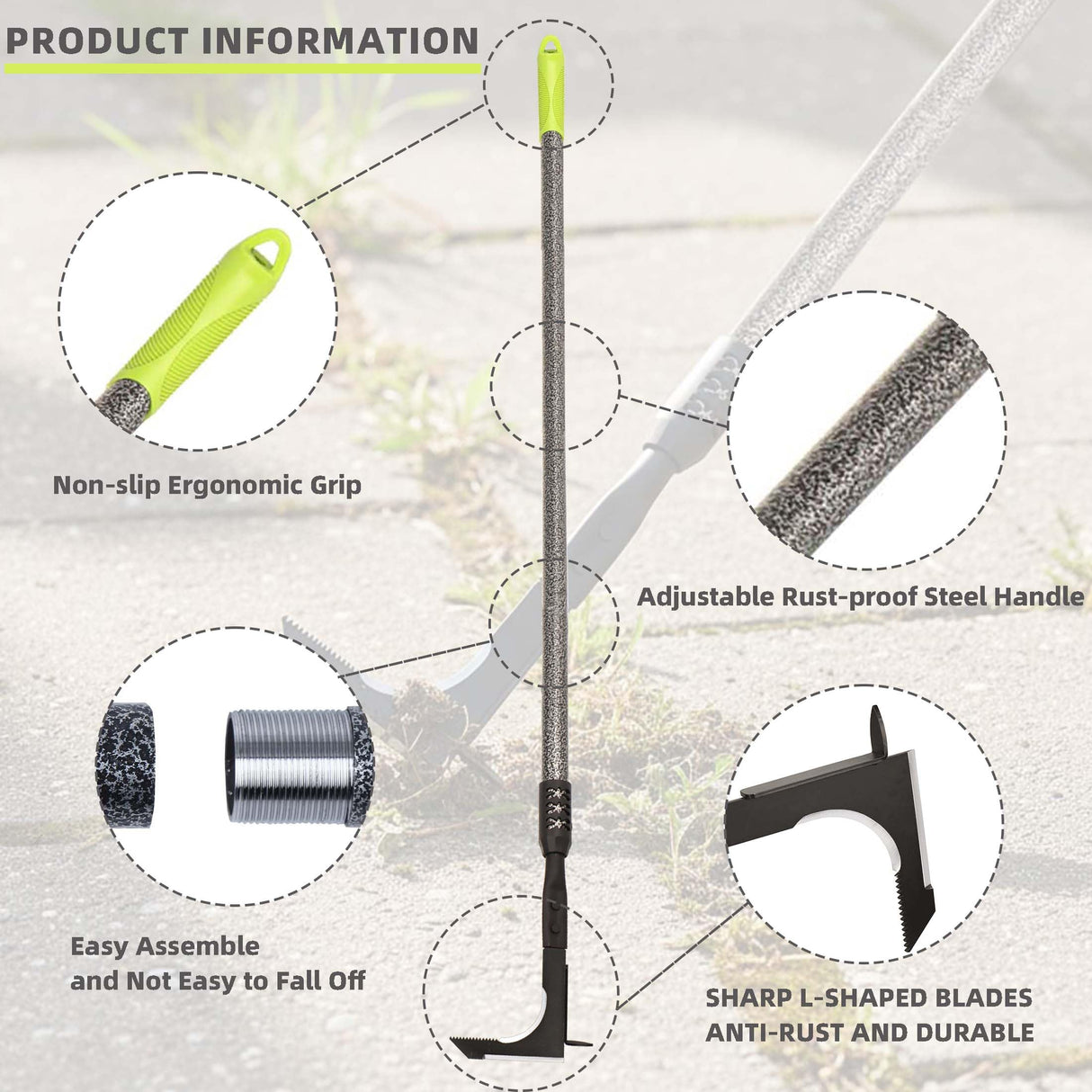 KLDOLLAR Crack Weeder, Long Handle Crevice Weeding Tool, 48" Weeder Tool