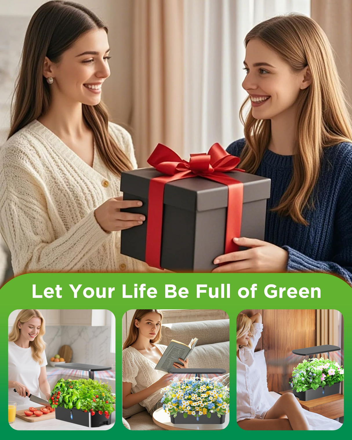 Hydroponics Growing System Kits,Smart Indoor Herb Garden with 24W LED Grow Light Planting Height Adjustablewith,12 Pods Plant Germination Kit,with Quiet Pump, Ideal Gift for All Ages