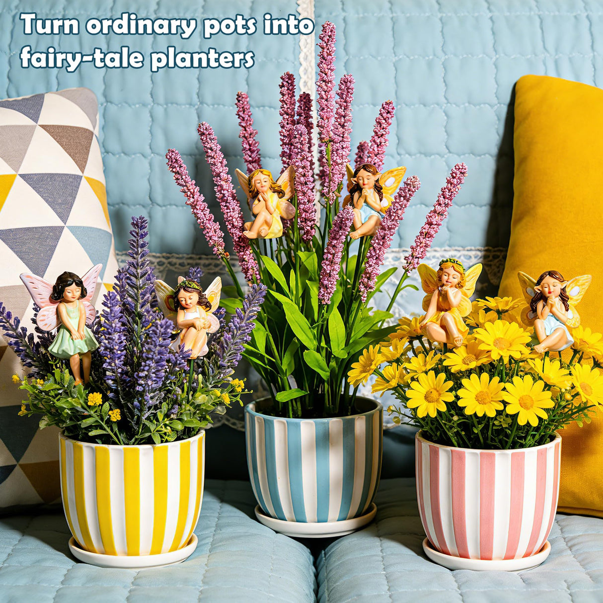 U WONDERFUL Miniature Fairy Figurines - 6Pcs Mini Fairies for Fairy Garden & Tiny Elf Garden Accessories for Home Outdoor Yard Lawn Supplies Flower Pot Decor