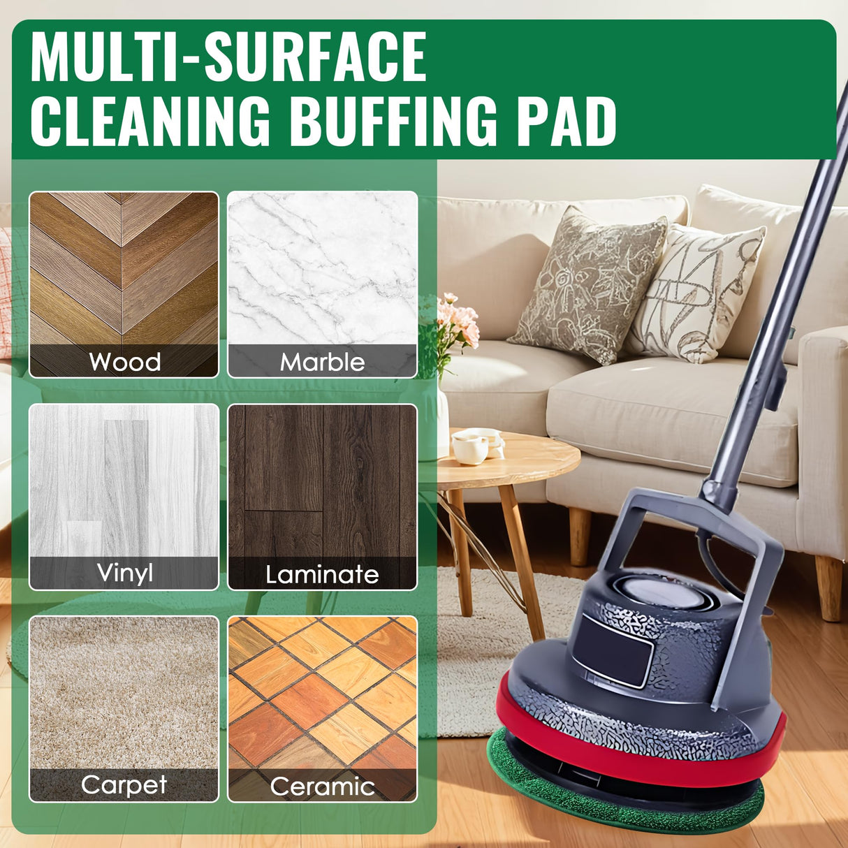 Potchen 4 Pack 12" Microfiber Carpet Bonnet Pads Compatible with Oreck Orbiter ORB550MC ORB700MB ORB600MW Floor Machine, Mopping and Buffing Pad Compatible with Bissell Commercial BGEM9000