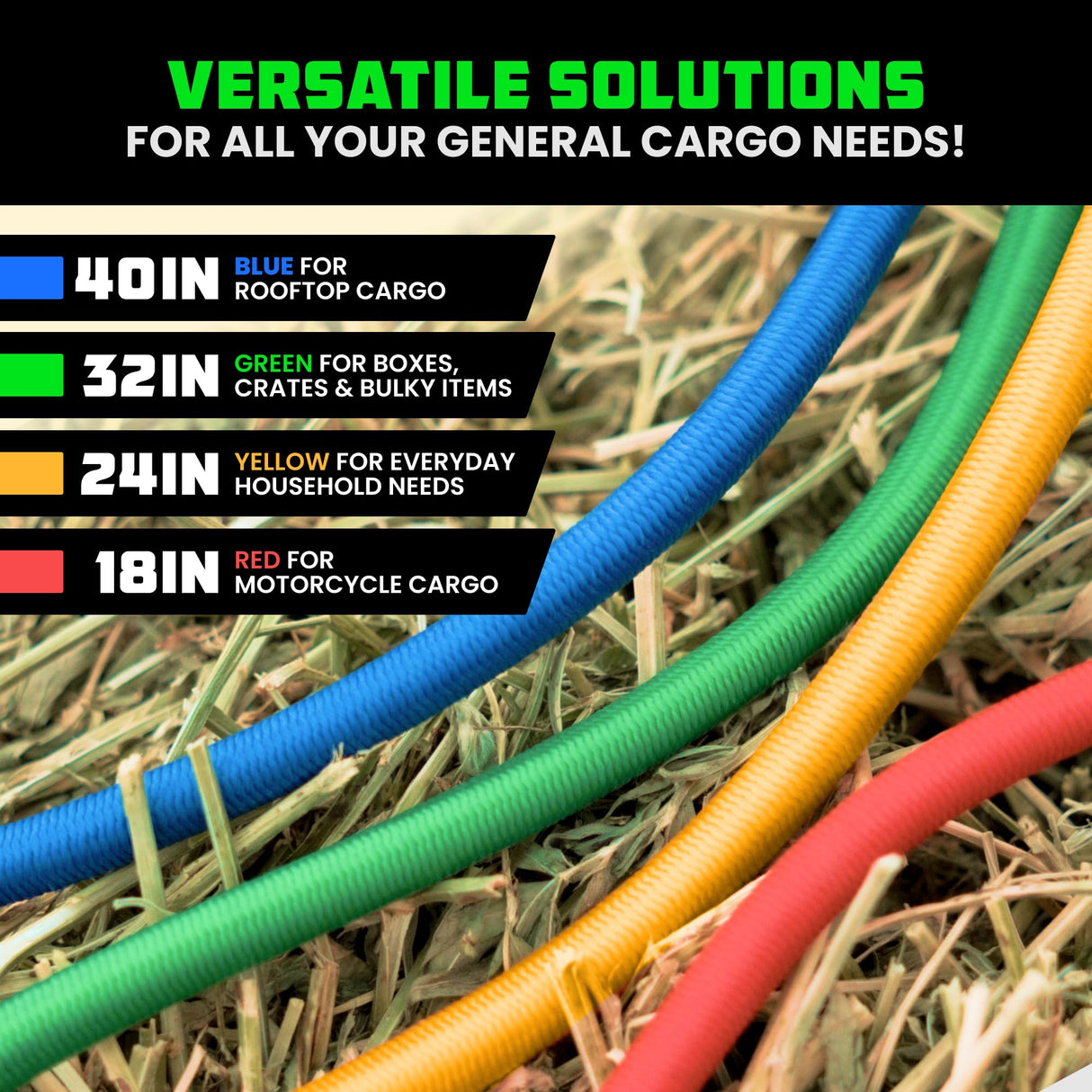 Rhino USA Bungee Cords with Hooks 28Pc Heavy Duty Outdoor Bungee Straps with Small, Short and Long Sizes - 4 Free Tarp Clips, Drawstring Bag, Canopy Ties & Ball Bungie - UV & Weather Resistant