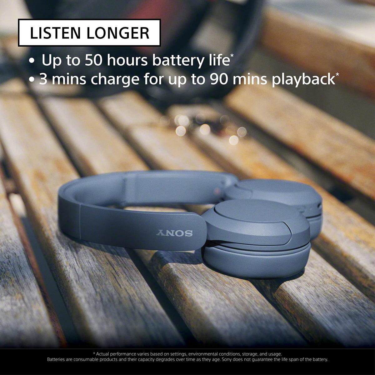 Sony WH-CH520 Wireless On-Ear Bluetooth Headphones with Microphone, Blue