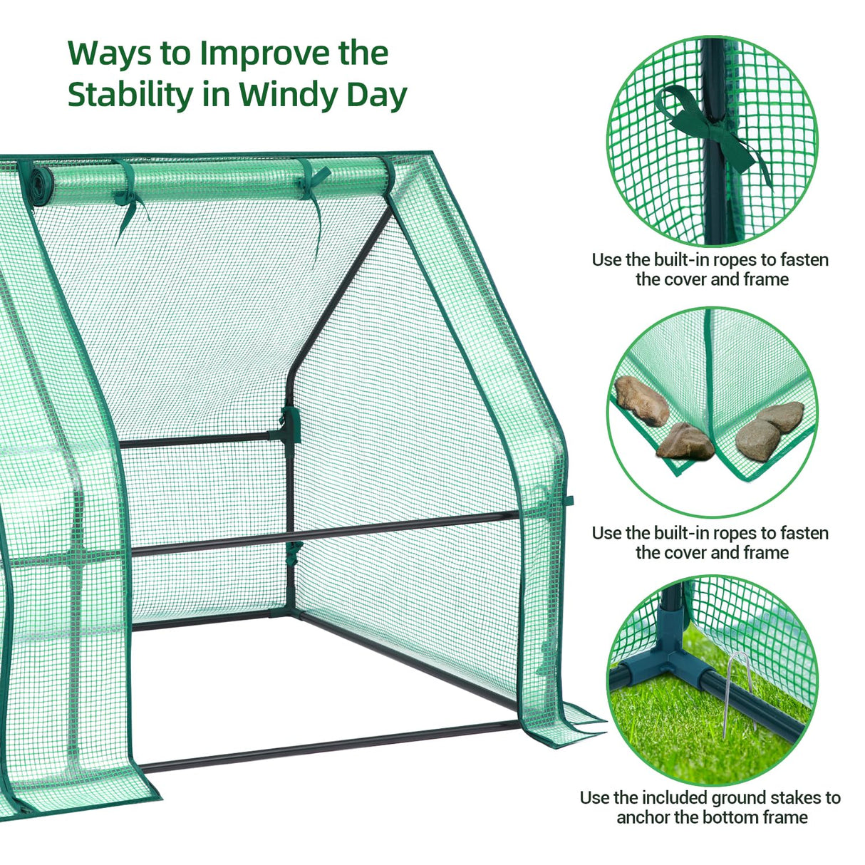 Ohuhu Portable Mini Greenhouse, 71"x36"x36" Greenhouses for Outdoors with Dual Large Zipper Doors & Ground Stakes, Waterproof & UV Protected Plastic Green House for Outside Garden Patio Backyard