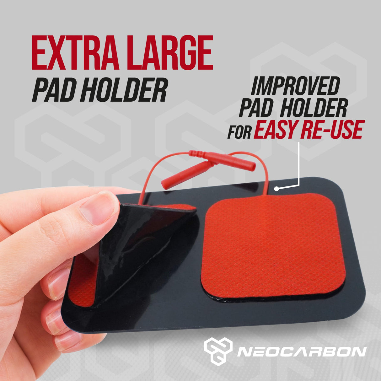 Reusable Electrode Pads for TENS Pro EMS Unit, Premium Replacement Square Pads with Plastic Holder, Set of 10 Pairs, Red