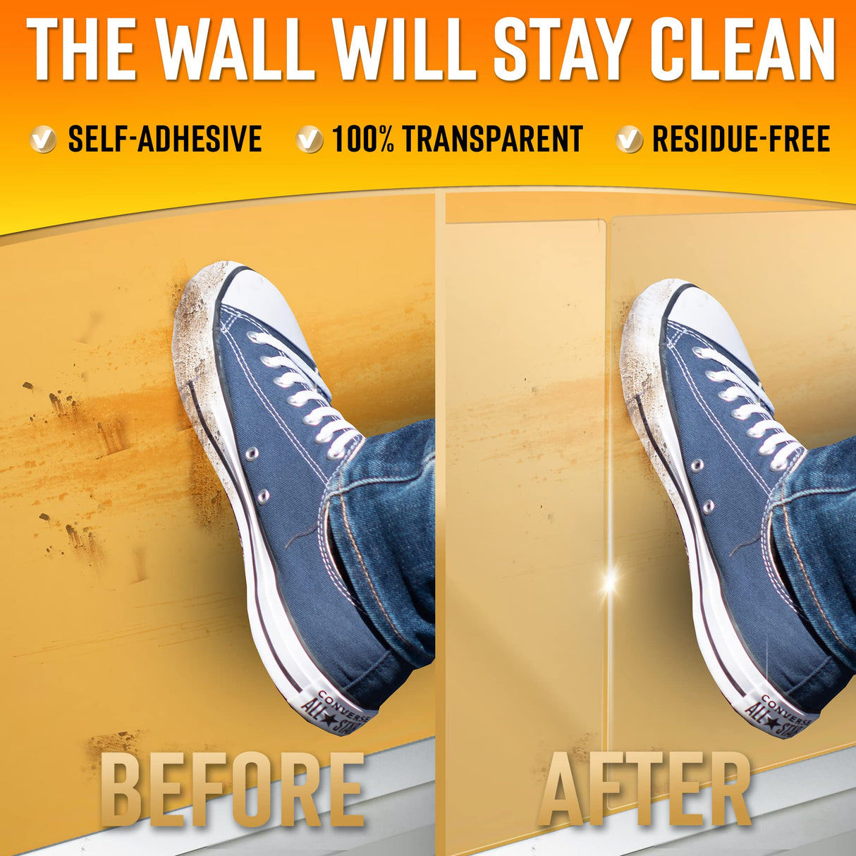 Clear Wall Protector Film Stickers for Kitchens & Offices - Shields Paint from Oil Splashes, Trash, Furniture Scuffs (Transparent, 7 Sheets)