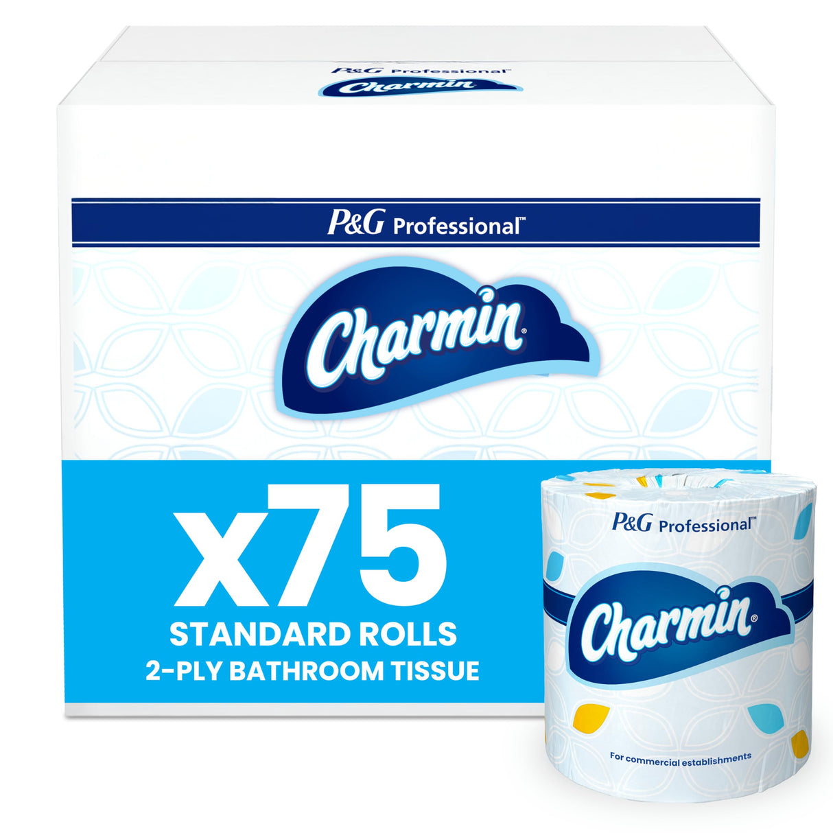 Charmin Professional Commercial Toilet Paper Rolls, Bulk 2-Ply Bathroom Tissue, Individually Wrapped, 450 sheets (75 count)