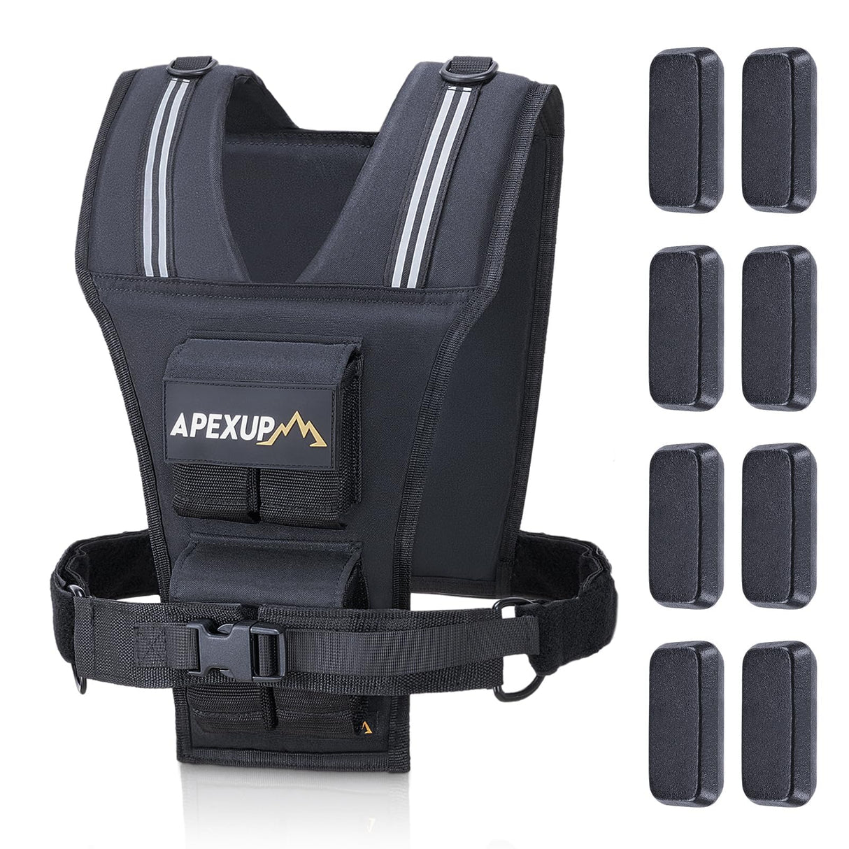 APEXUP Adjustable Weighted Vest Men 20lbs/30lbs/40lbs Weights with Reflective Stripe, Weight Vest Woman Workout Vest for Strength Training Running Walking (20 lbs)