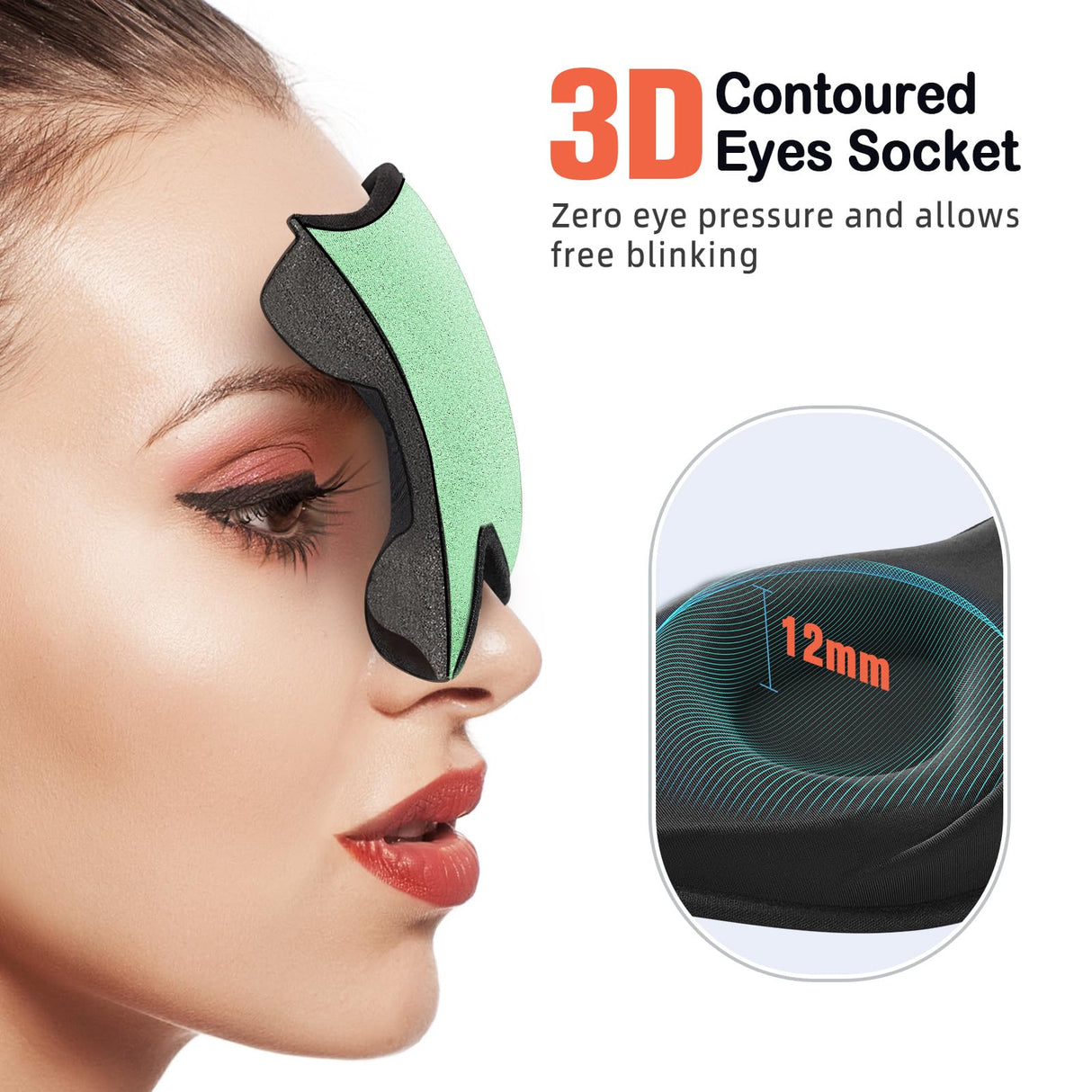 LitBear Sleep Mask for Side Sleeper Women Men, Eye Mask for Sleeping Light Blocking, 3D Contoured Cup Sleeping Mask, Soft Breathable Sleep Eye Mask with Adjustable Strap for Flight, Mint Green