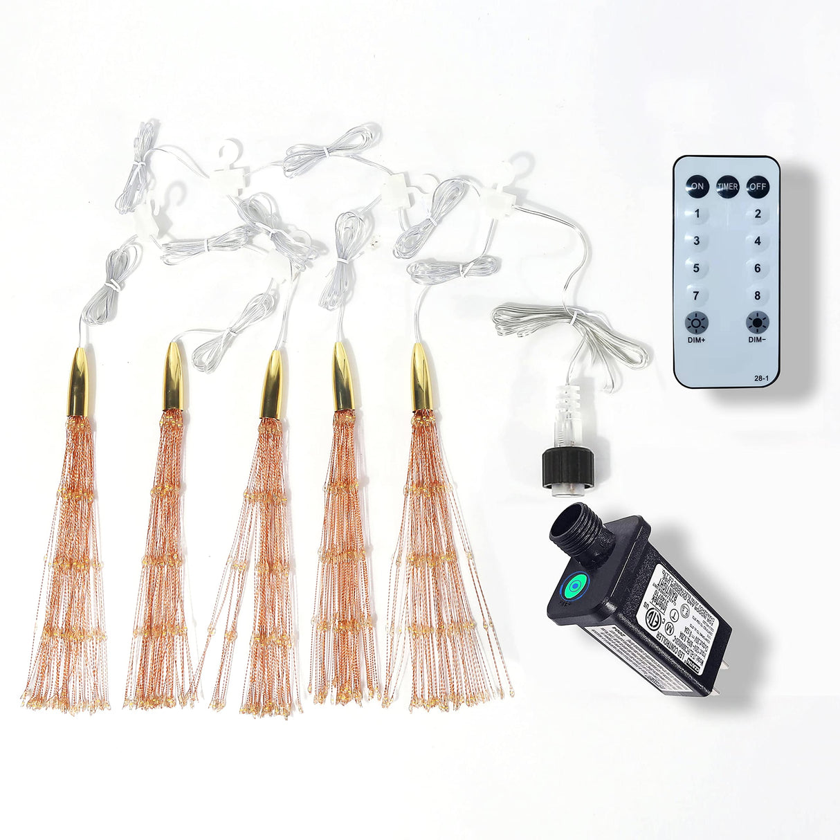 PXBNIUYA 5 Pack 1000LED Plug in Starburst Sphere Lights,Firework Light 8 Modes Dimmable Remote Control Waterproof Hanging Copper Wire Fairy Light for Patio Party Tent Christmas (Warm White)