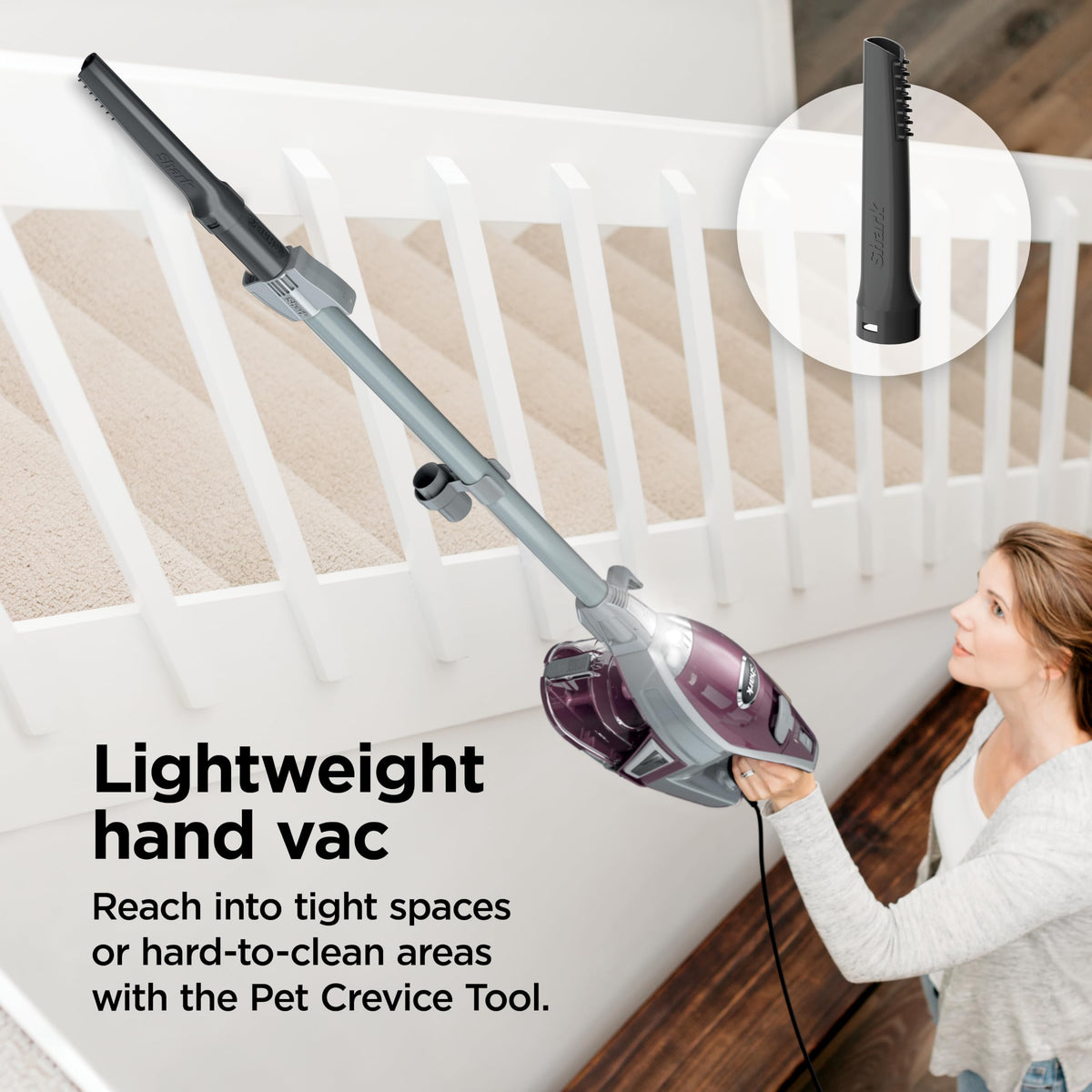 Shark Rocket Pet Plus Corded Stick Vacuum, Lightweight, Bordeaux, HV322