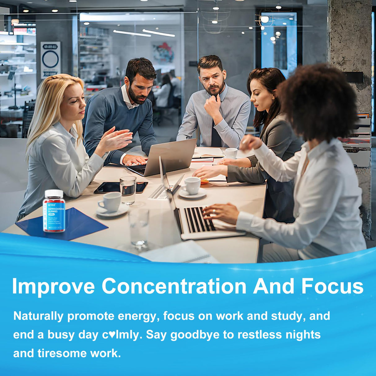 Ashwagandha Gummies, Magnesium Glycinate Gummies 200mg for Adults, Vitamin B6, Zinc, Rhodiola Rosea, Lemon Balm, Relaxation Support, Natural Zzz, Brain, Muscle, Stamina, Energy, Sugar Free