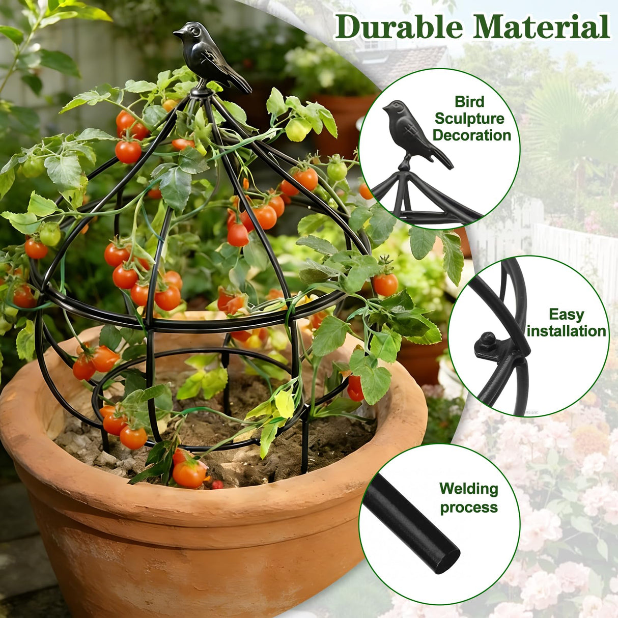aboxoo Sturdy Metal Garden Obelisk Trellis, 11.5"x11.5"x18" Plant Support