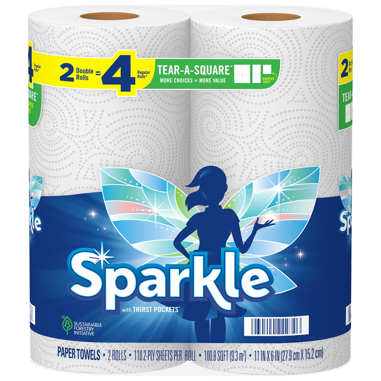 Sparkle Pick-A-Size Paper Towels, 24 Double Rolls = 48 Regular Rolls, Everyday Value Paper Towel with Full and Half Sheets