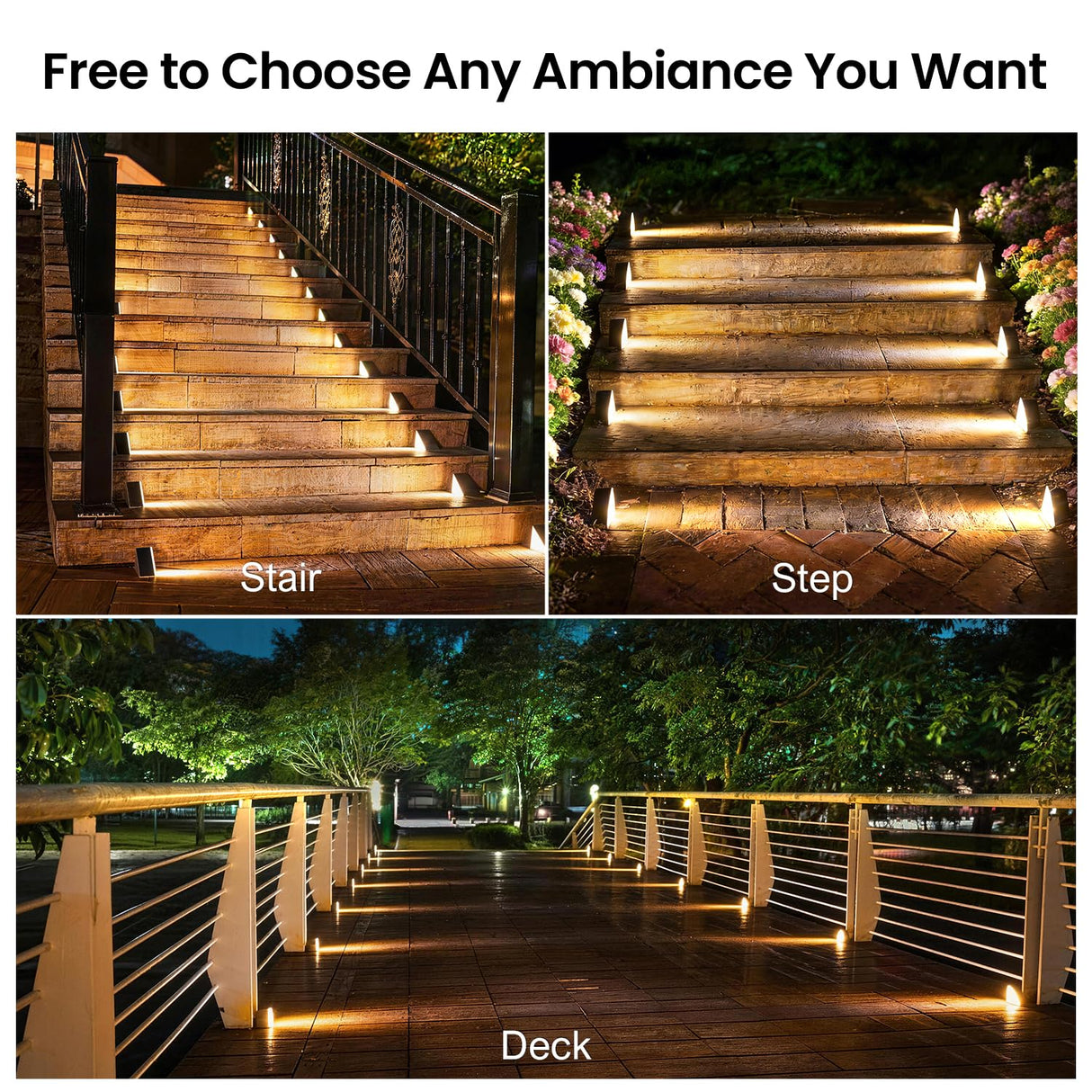 JEJOT Solar Step Lights Outdoor Waterproof IP65,Warm White Brown Solar Stair Lights, Outdoor Light Decor for Stair, Deck, Step, Porch and Outside Patio, 6 Pack
