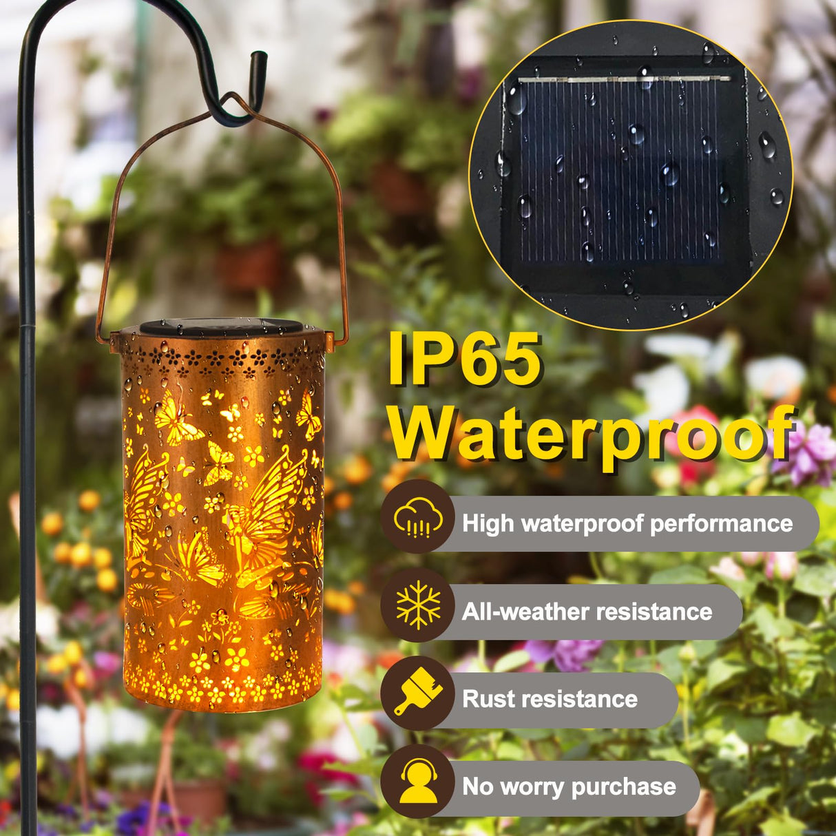 DIBIEECN Mothers Day Gifts for Mom, Birthday Gifts Grandma Ladies Solar Lanterns Outdoor Hanging Hollowed-Out Metal Waterproof LED Garden Decor Outside for Patio Yard Porch, Fairy, 1 Pack