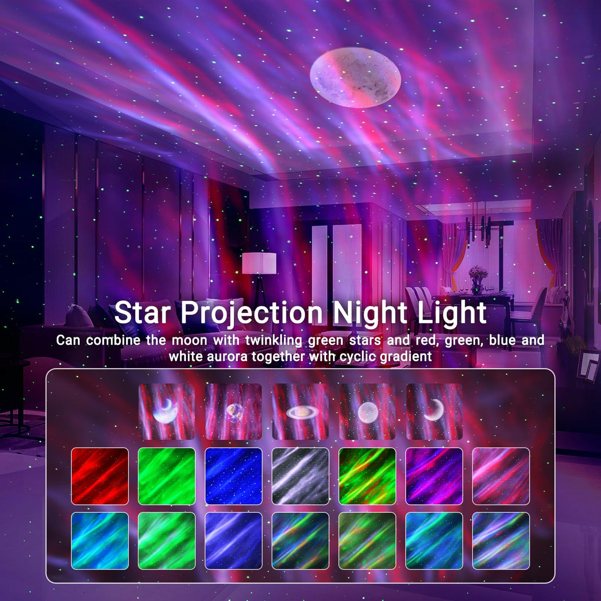 Star Projector,Northern Lights Projector,with Bluetooth Speaker,White Noise