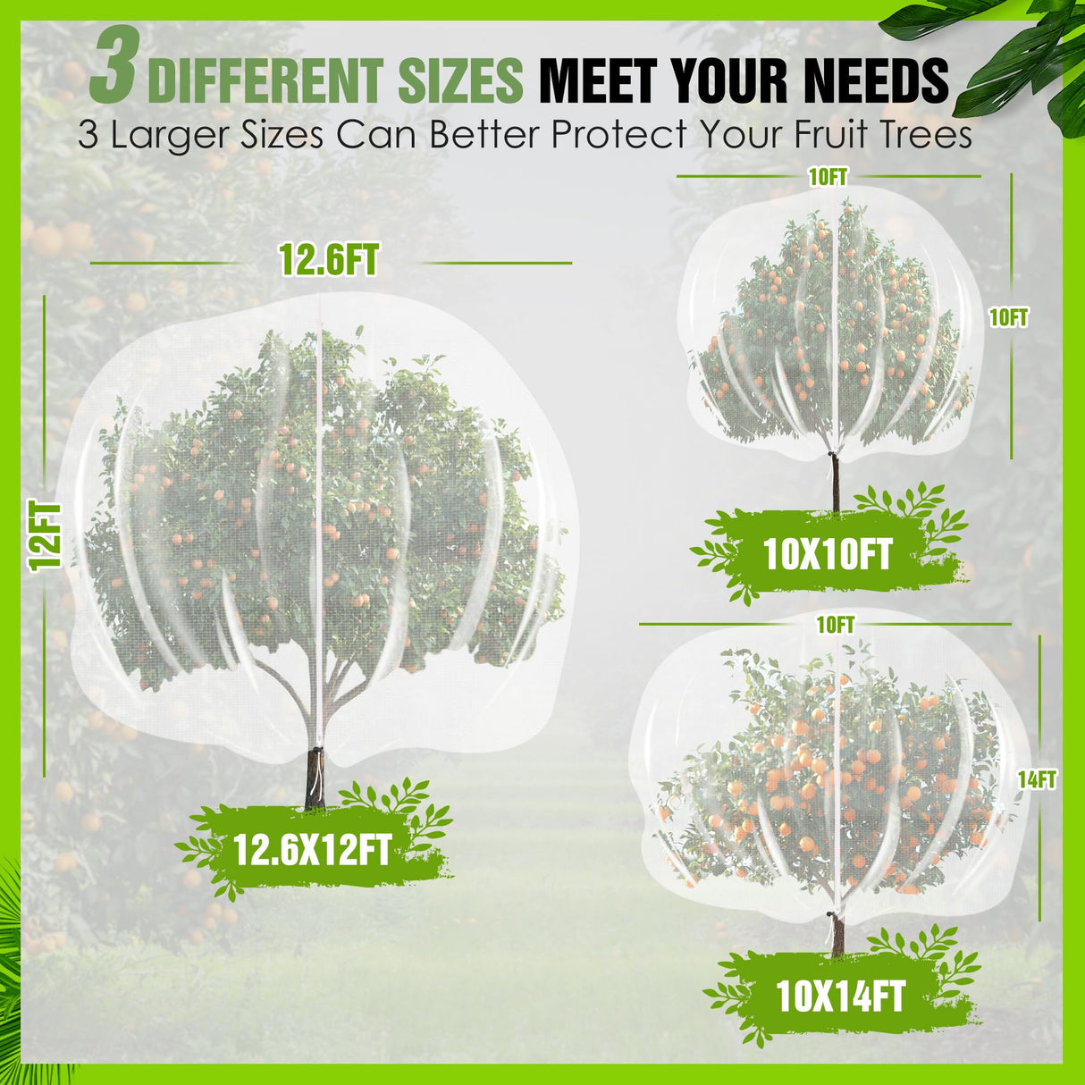10 X 10FT Large Fruit Tree Netting, Tree Nets for Fruit Trees with Zipper and Drawstring, Insect Netting Barrier for Garden Blueberry Bushes Cherry Peach Apple Protection from Squirrels Birds Pests