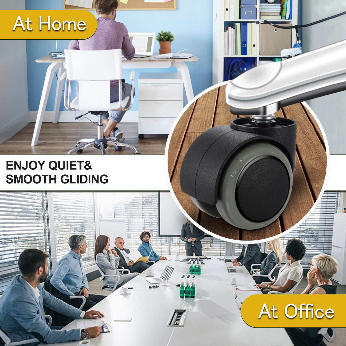 PChero Office Chair Wheels Replacement for IKEA Chairs, 10mm Stem (Set of 5), 2" Heavy Duty Swivel Polyurethane Casters for IKEA Chair Furniture Accessories, Protection for Hardwood Floors Carpet