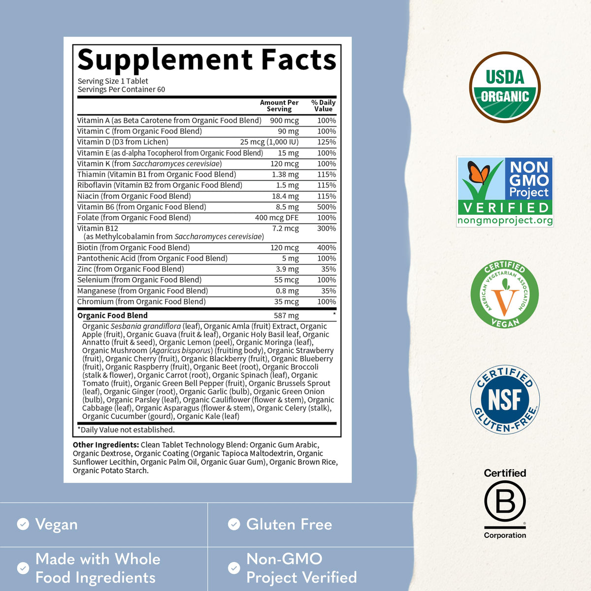 Garden of Life Organics Men's Once Daily Multivitamin, 60 Tablets
