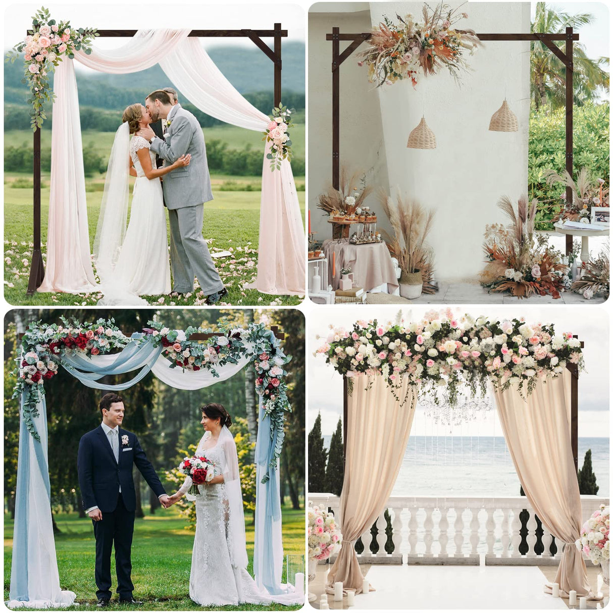 Xiomot Wooden Wedding Arch 7.2FT Square Wood Arches Arbor Backdrop Stand