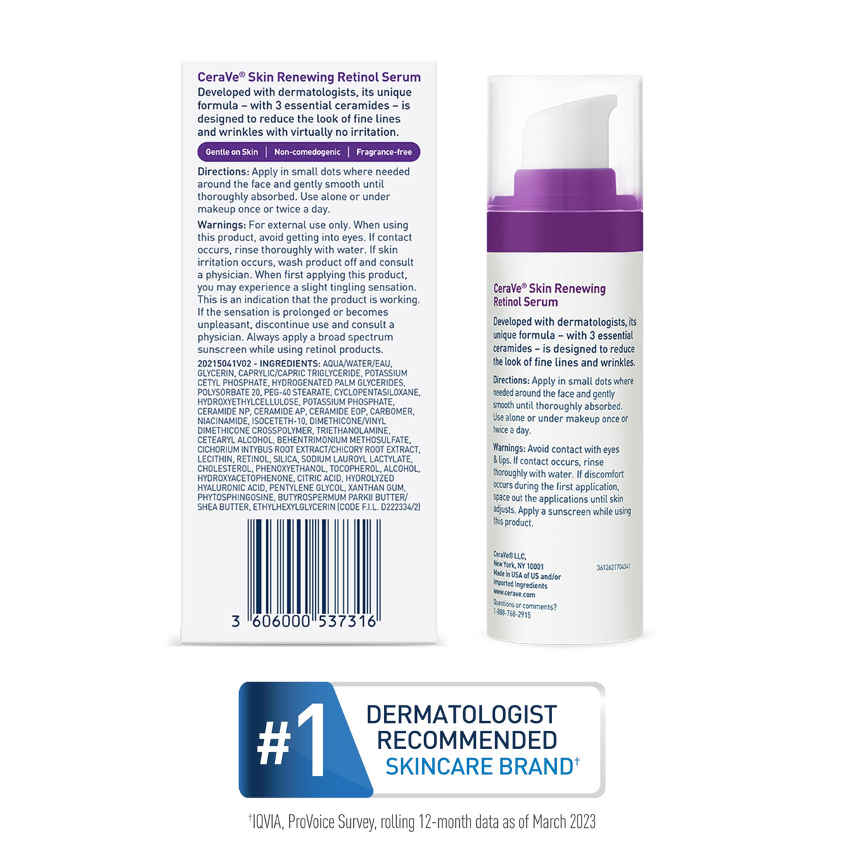 CeraVe Retinol Serum for Face with Niacinamide & Hyaluronic Acid, 1oz