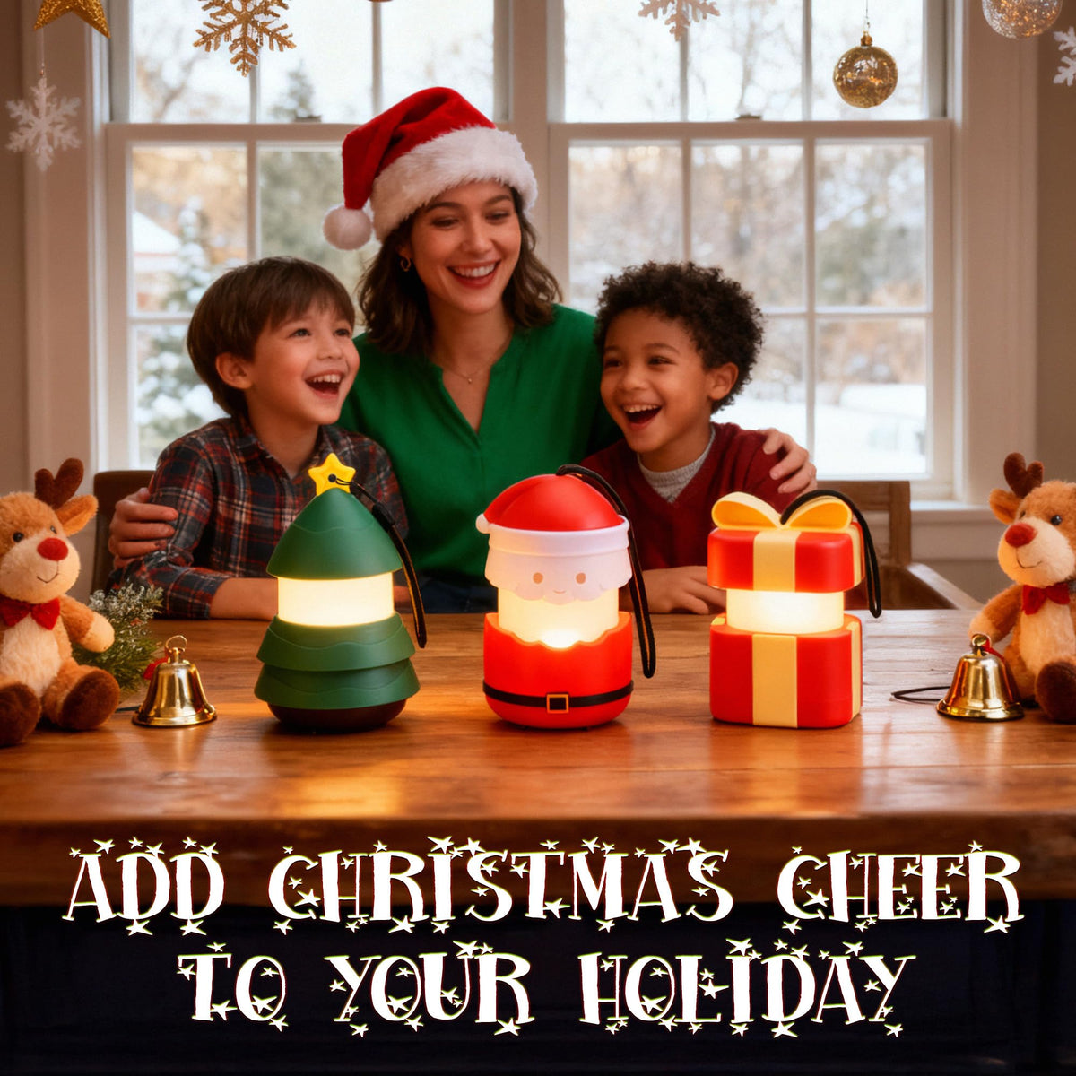 EverBrite 3-Pack Christmas Lantern Set with AAA Batteries, 5 Light Modes