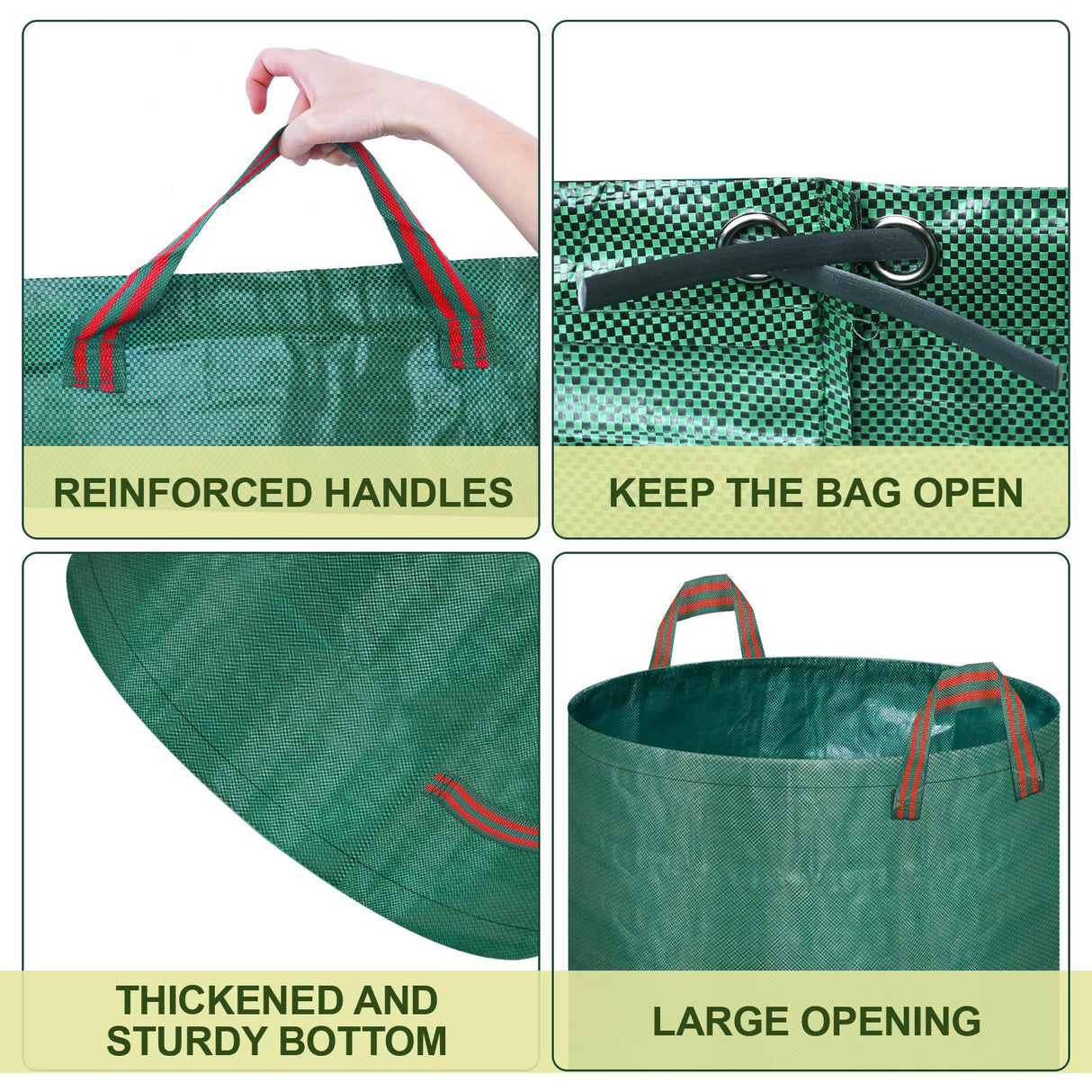 Remiawy Reusable Yard Waste Bags, 3 Packs 72 Gallons Lawn and Leaf Garden Bags with Reinforced Carry Handles Heavy Duty Garden Waste Bags Camping Yard Recycling Trash Bags for Debris Leaves Grass