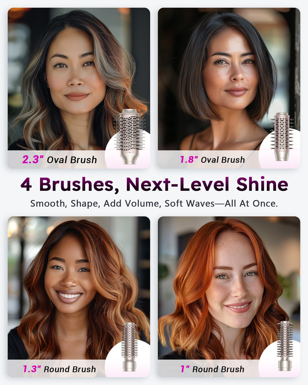 Deluxe 8-in-1 Air Styler Pro 2025 by Rylena, Hair Dryer Brush for Fast Drying, Auto Curling, Smoothing&Volumizing, 8 Attachable Heads, 110,000 RPM High-Speed Multi Styler, 600M Ionic Care, Stone