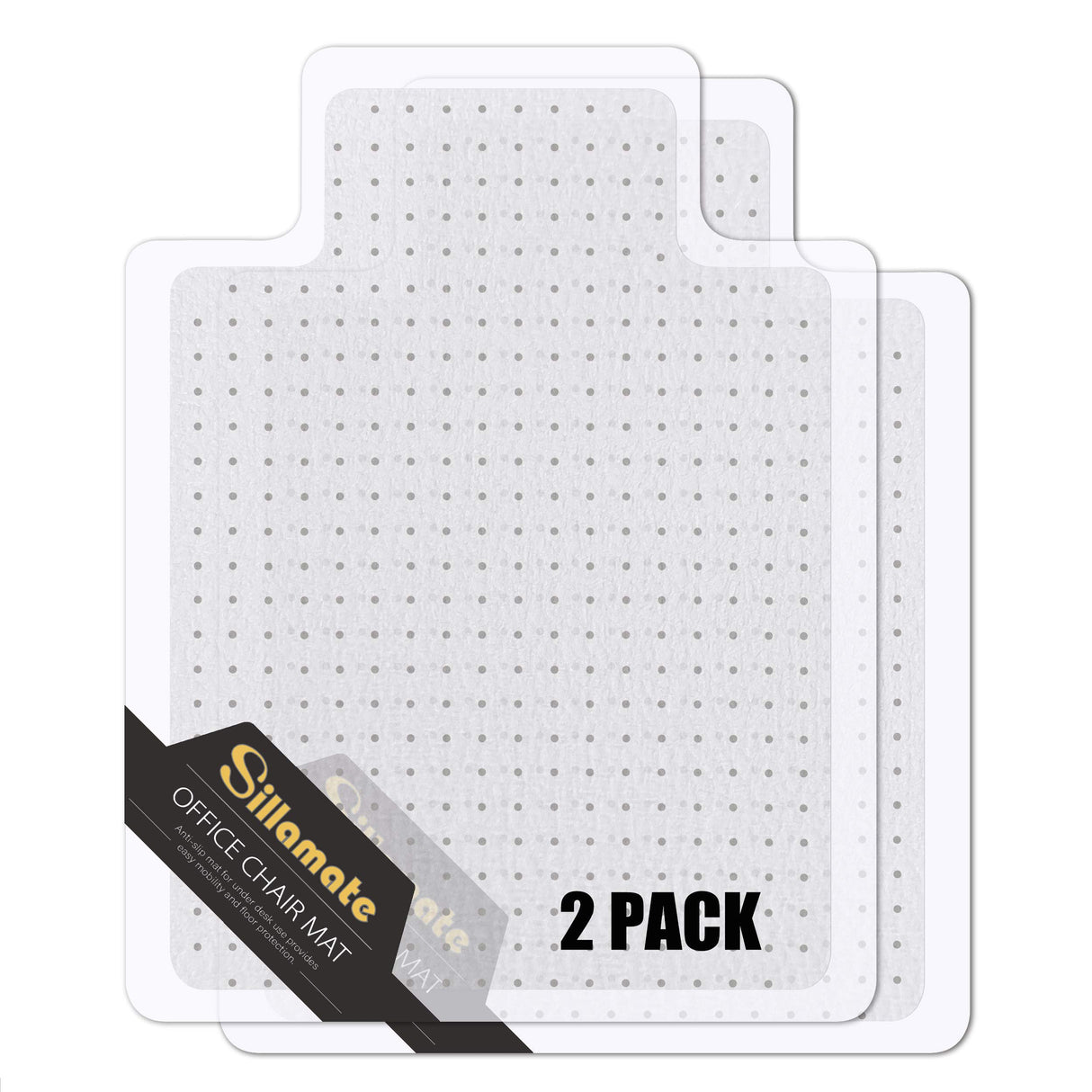 Sillamate 36'' x 48'' Office Chair Mat for Carpeted Floors, Flat Packed, Easy Lay Flat, Heavy Duty Floor Mat,Eco-Friendly Series Studded Carpet Desk Chair Mats (36X48X2PCS)