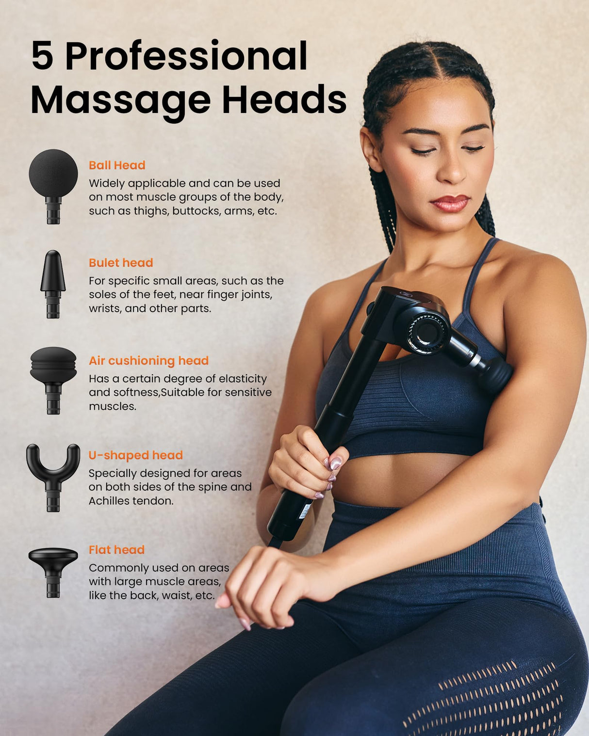 Foldable Massage Gun Deep Tissue with 5 Adjustable Angles,FSA HSA Eligible,Portable Percussion Back Massager for Muscle/Neck/Body Pain Relief with Long Extension Metal Handle,32-Speeds,with Carry Case