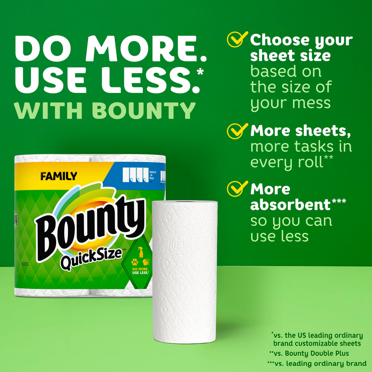 Bounty Paper Towels Quick Size, White, 16 Family Rolls = 40 Regular Rolls (Packaging May Vary)
