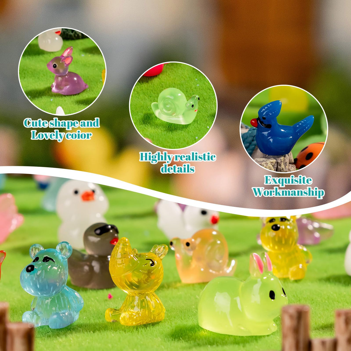 Teenzee 300pcs Mini Resin Animals Many Styles Variety Tiny Animals Figures Miniature Little Small Animal Figurines Bulk for Micro Fairy Garden Landscape Accessories Hide Crafts Decor Aquarium