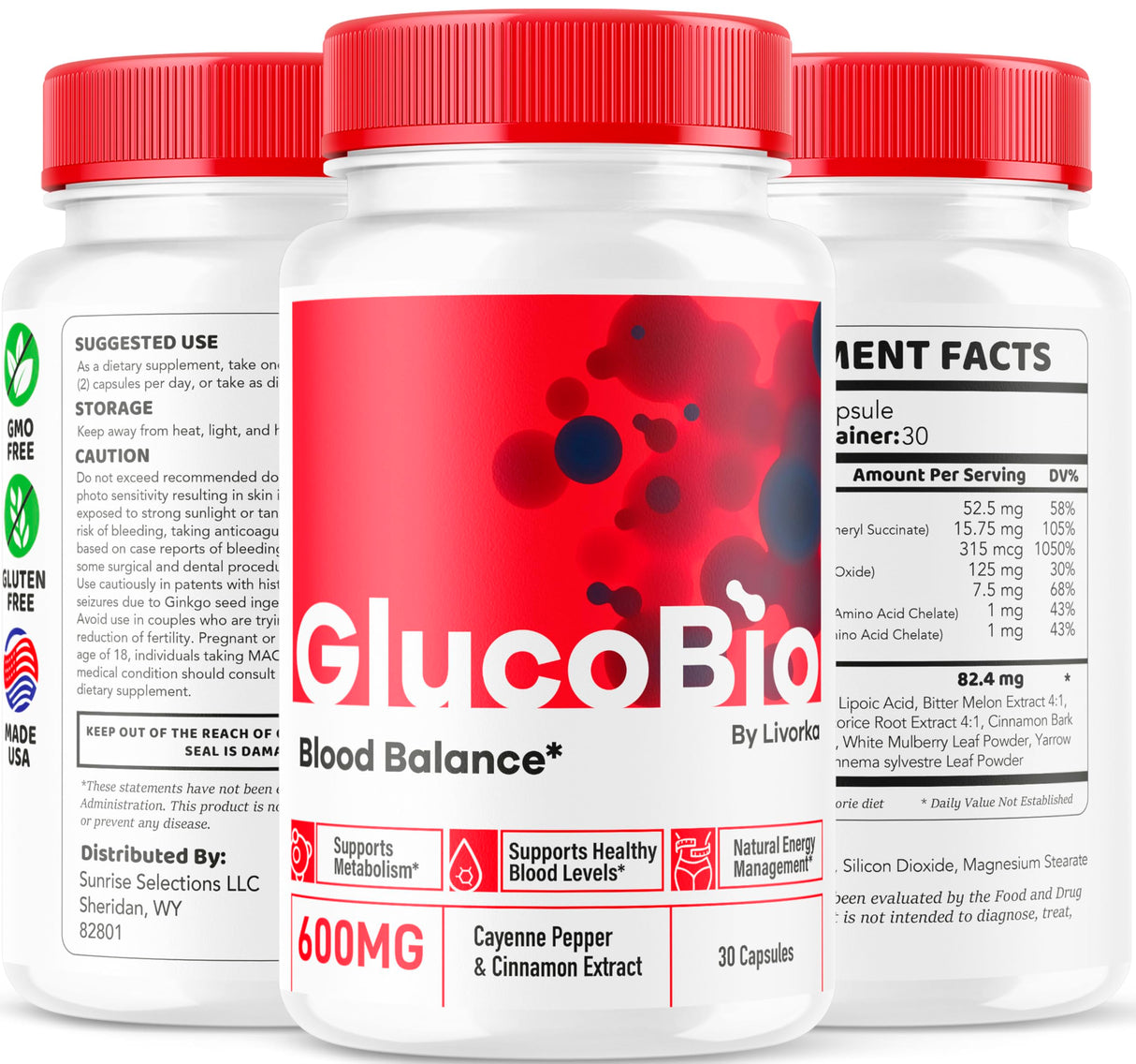 (2 Pack) GlucoBio Capsules - Official Gluco Bio Support Pills, Advanced Formula for Overall Balance, GlucoBio Pills, GlucoBio Supplement, Glucovio Reviews, 60 Capsules for 2 Months