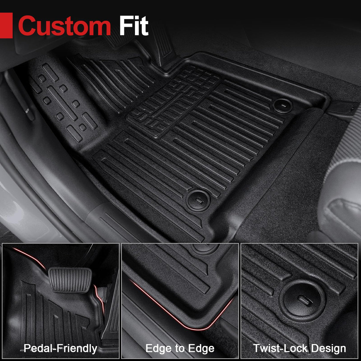 HOUCLEMIC Floor Mats for 2025 Hyundai Santa Fe, All Weather TPE Cargo Mat with Backrest Mat Interior Car Mats Protection for Hyundai Santa Fe Calligraphy Accessories (Fit Hybrid and Fuel) 2024 2025