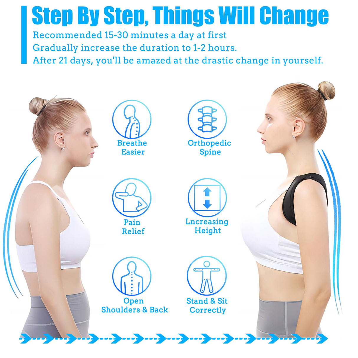 PREMIUM-FUSION Back Brace Posture Corrector for Women and Men - Invisible & Mesh Breathable Upper Back Brace - Adjustable Back Straightener - Relieve Shoulder, Neck & Back Pain, 1 PCS