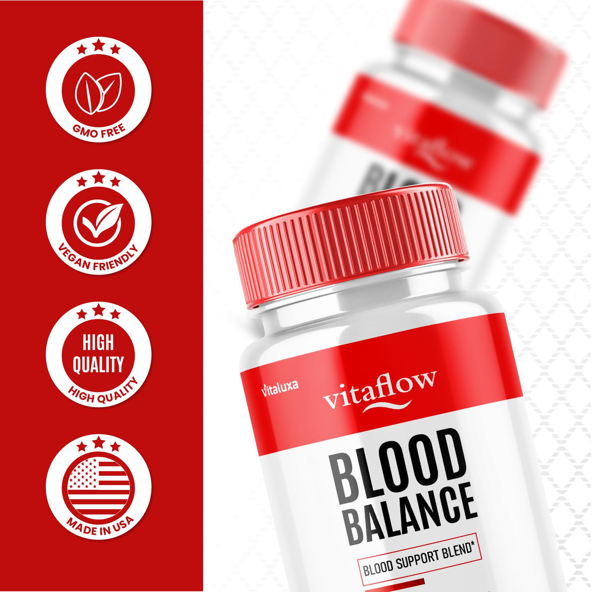 Vitaflow Blood Balance Support Supplement, Vita Flow Capsules Premium Glycogen Blend for Joints, Vital Flow Glyco Pills Maximum Strength Pressure Breathing, Vitalflow Natural Advanced Formula (60 Ct)