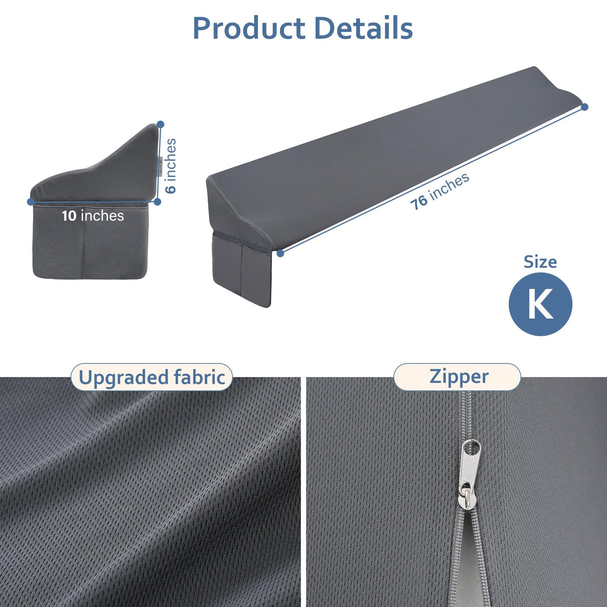Vekkia King Bed Wedge Pillow for Headboard/Bed Gap Filler/Headboard Pillow,Pillow Wedge for Headboard Gap(0-6"),Bed Gap Pillow,Stop Loosing Your Pillows,Phone