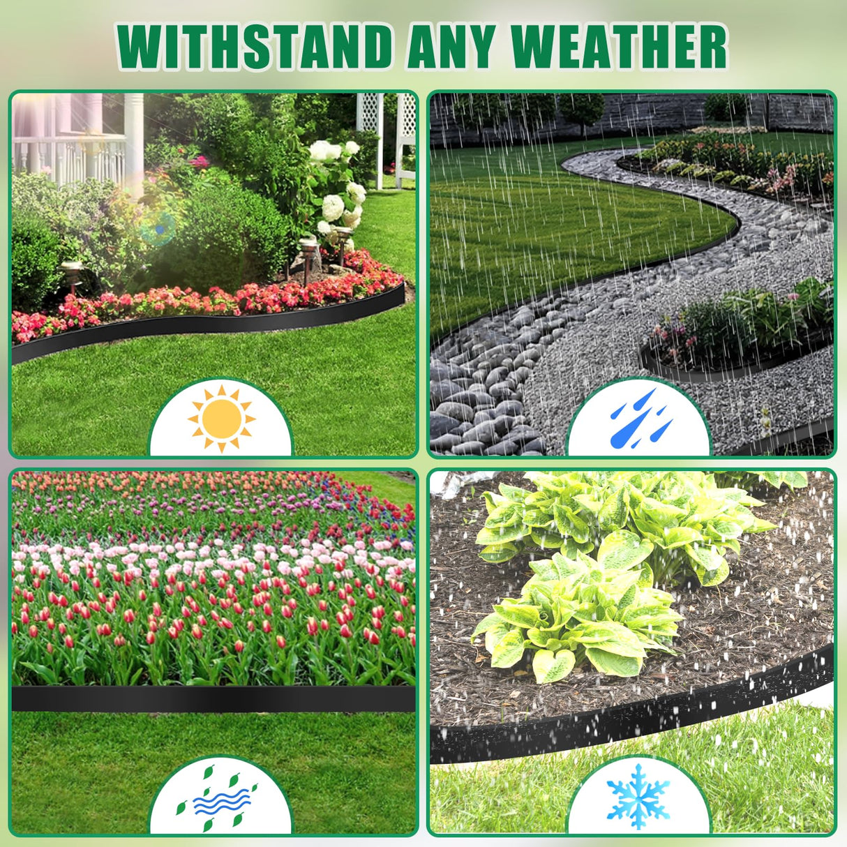 YUYIUS Landscape Edging Border, No Dig Garden Lawn Edging Border 2Inch Tall