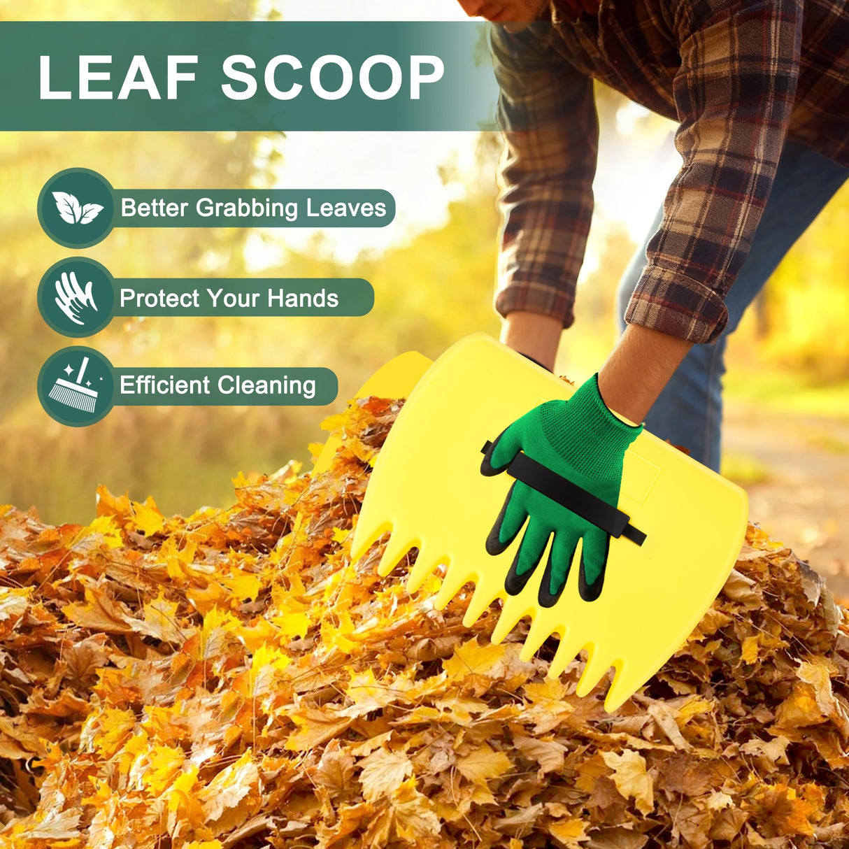 Adjustable Garden Leaf Rake Set, 18" Wide, 25 Tines, 37-79" Handle Metal Leaf Rake with 2 Pack 32 Gallons Leaf Bags and Scoops. Heavy Duty Graden Rakes Set for Lawn, Grass, Shrubs, Flower Beds