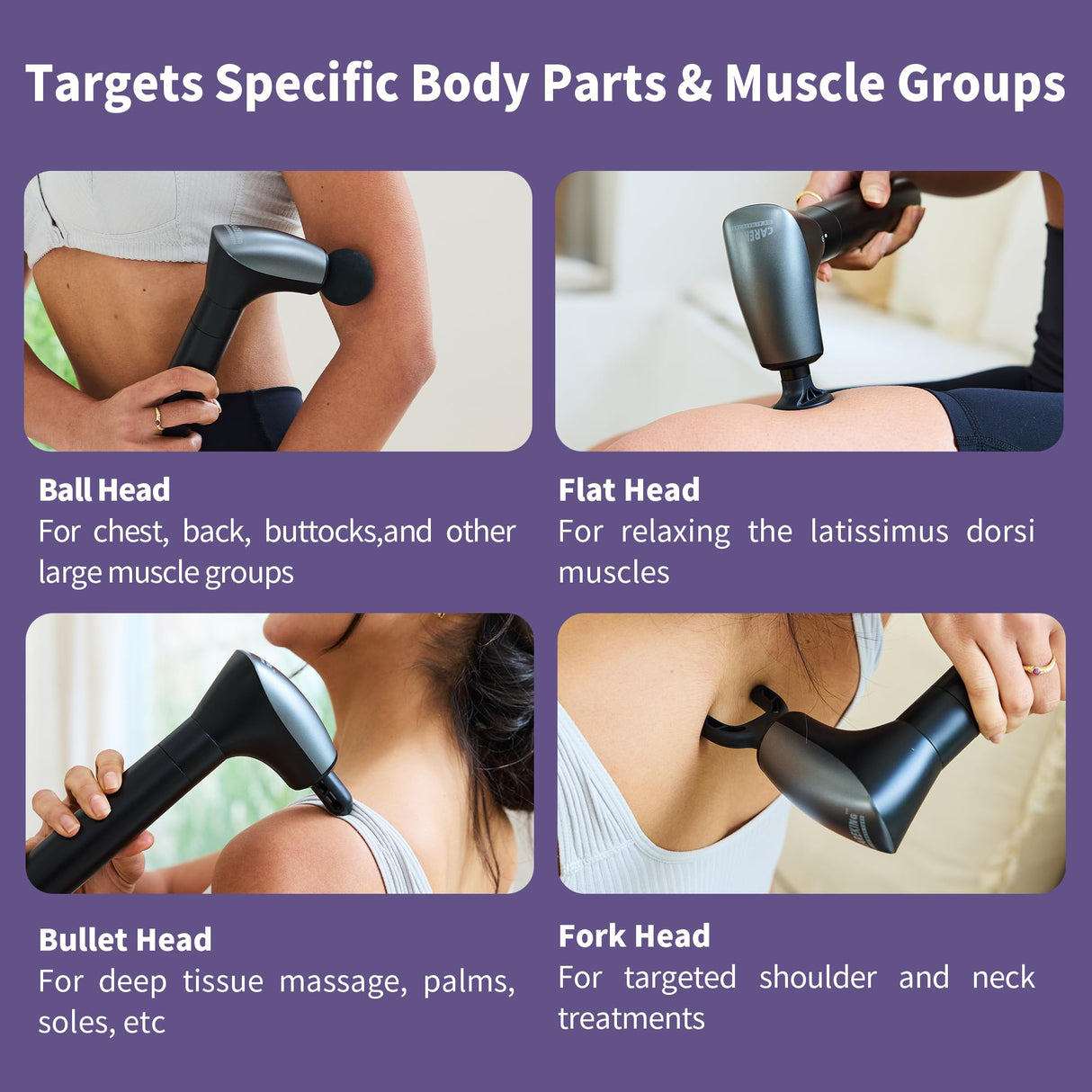 CAREKING 2-in-1 Detachable Muscle Massage Gun Deep Tissue with 20'' Extension Handle, Back and Neck Massager for Pain Relief, Handheld Massager for Shoulder Lower Back Leg Waist, FSA HSA Eligible