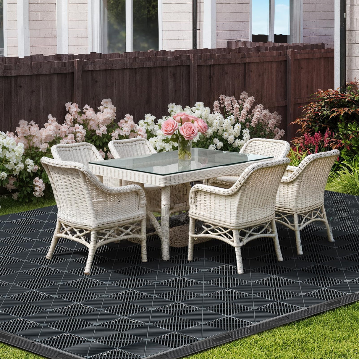 VEVOR Transition Edge Kit, 11-Piece, Durable PP Interlocking Modular Garage Floor Edging, Easy Installation, Only Compatible with VEVOR Drainage Mats, Black,Female