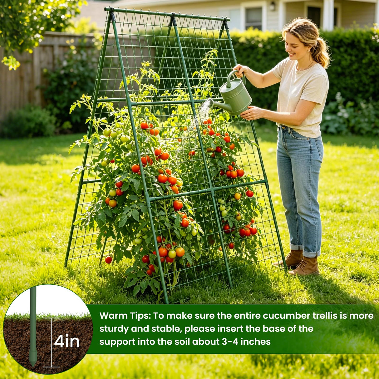 2 Pack Cucumber Trellis 48" L x 48" H, A-Frame Garden Trellis for Climbing Plants Outdoor, Vegetable Trellis for Raised Bed, Support for Squash Pea Zucchini Grape Flowers Tomato
