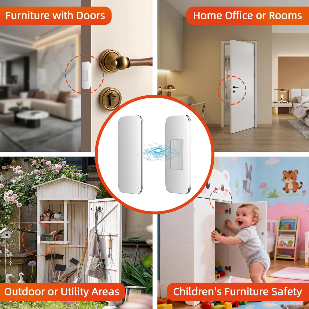Jiayi No Drill Cabinet Door Magnet for Closure, 12 Pack Magnetic Drawer Closure with Ultra Thin Adhesive Catch, Door Magnetic Catches for Kitchen, Pantry, Keep Cabinets Closed Securely, Easy Install