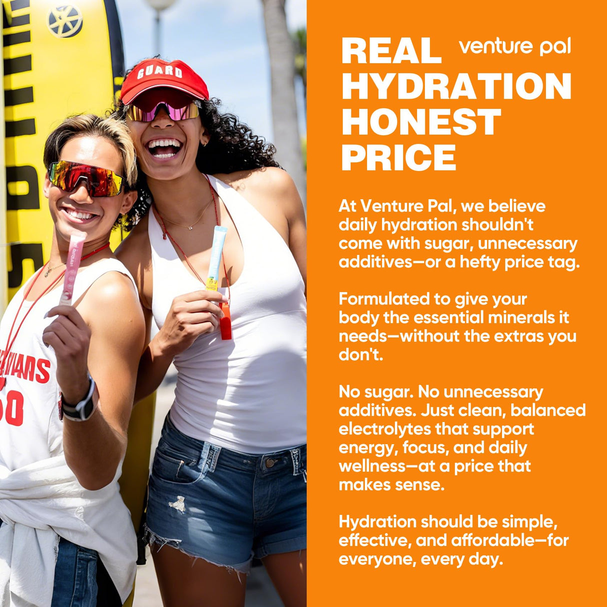 Venture Pal Sugar Free Electrolyte Powder Packets - Liquid Daily IV Drink Mix for Rapid Hydration & Party Recovery | 5 Vitamins & 7 Electrolytes| Keto Friendly | Non-GMO | Certified Vegan | 16 Sticks