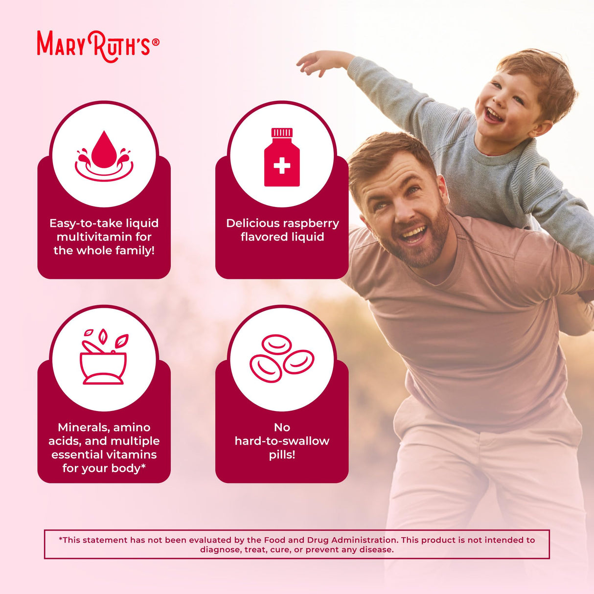 MaryRuth Organics Morning Multivitamin for Women, Men & Kids | Liquid | Vitamin A C D E B6 B12 Biotin Zinc | Beauty | Vegan | Non-GMO | Gluten Free | 15 Servings