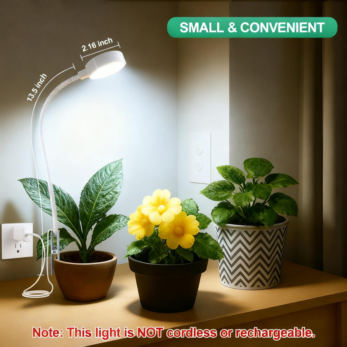 WeeLeeGoo 2 Pack Grow Lights, Pot Clip LED Growing Lamp for Indoor Succulents Pot Mini Small Plants,6000K White Full Spectrum with 5-Level Dimmable, Auto Timer 4/8/12/18 Hrs